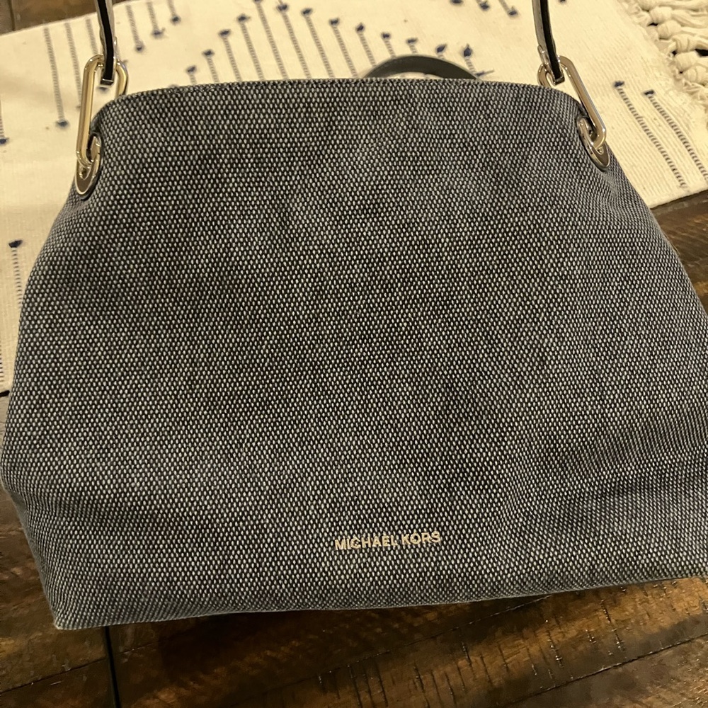 Michael Kors Bluish Gray Textured Shoulder Bag